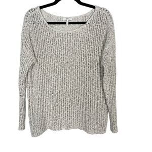 Joie XS Cream Gray Esther Textural Open Stitch Pullover Sweater Natural Cotton